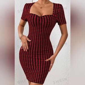 Brand New Red and Black Bodycon Short Sleeve Dress size 8/10